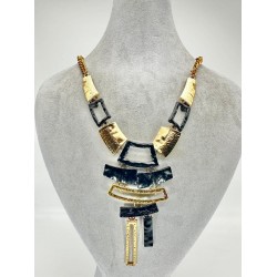 Gold Ve Siyah Taşlı Kolye